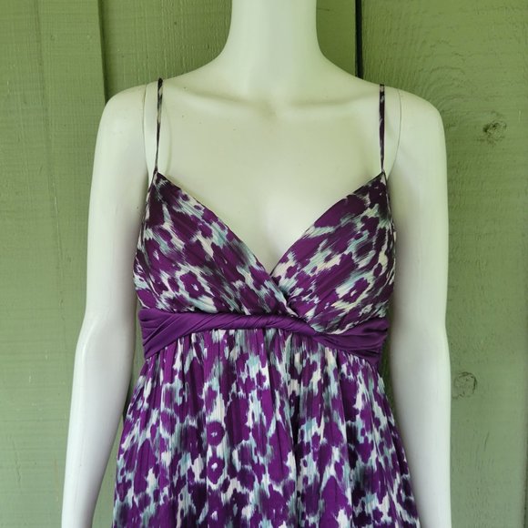 NWT MAX & CLEO Purple Print Bubble Hem Dress 4 - Picture 2 of 4